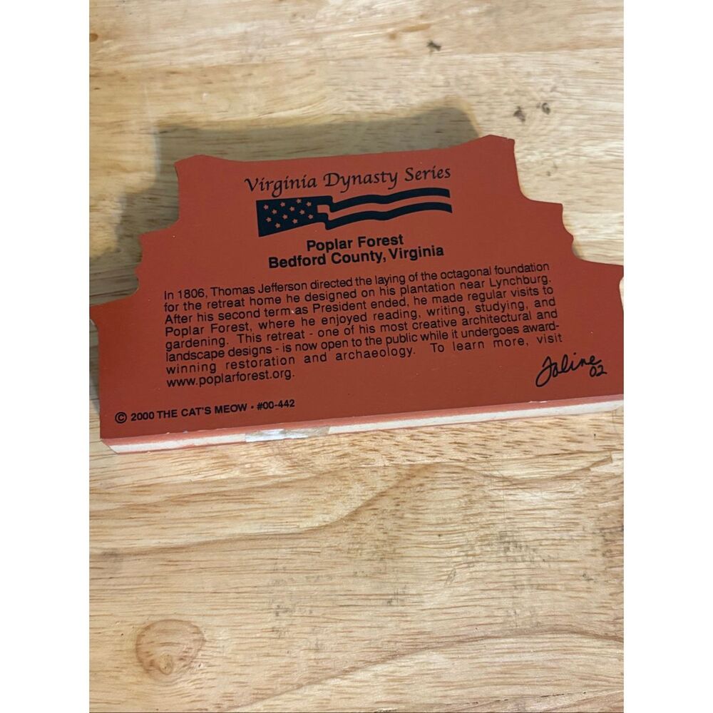 Poplar Forest Cat’s Meow Collectible, Thomas Jefferson Home, 2000 - Picture 3 of 3